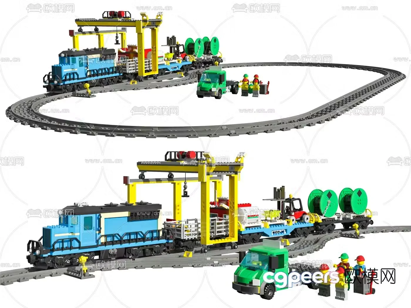 Modern lego train toy 3d model