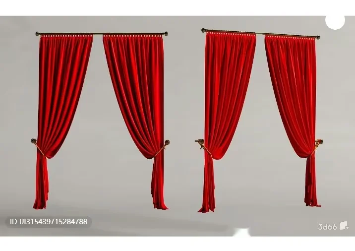 Red Velvet Curtains 3D Model – 3380 – VRAY Render