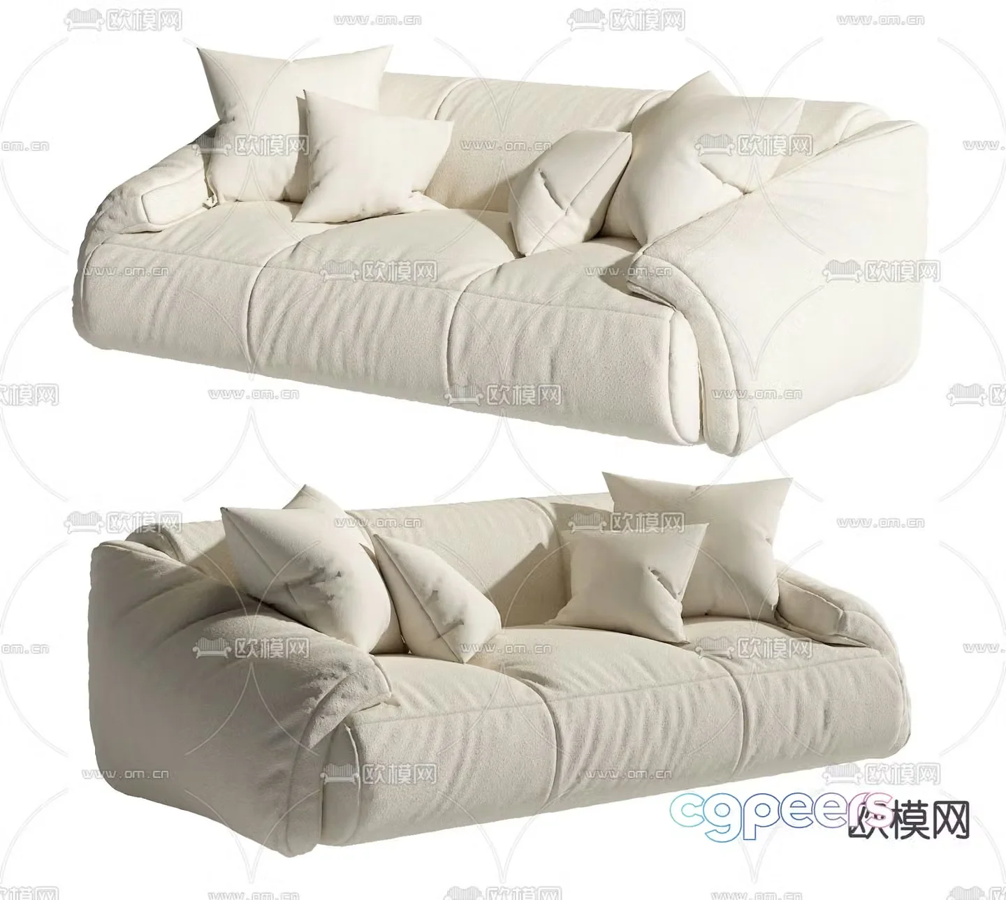 Three seater sofa upholstered sofa 3d model