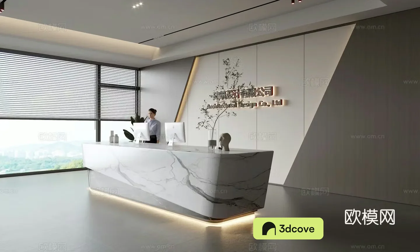 Modern company front desk reception area bar reception desk service desk company front desk background
