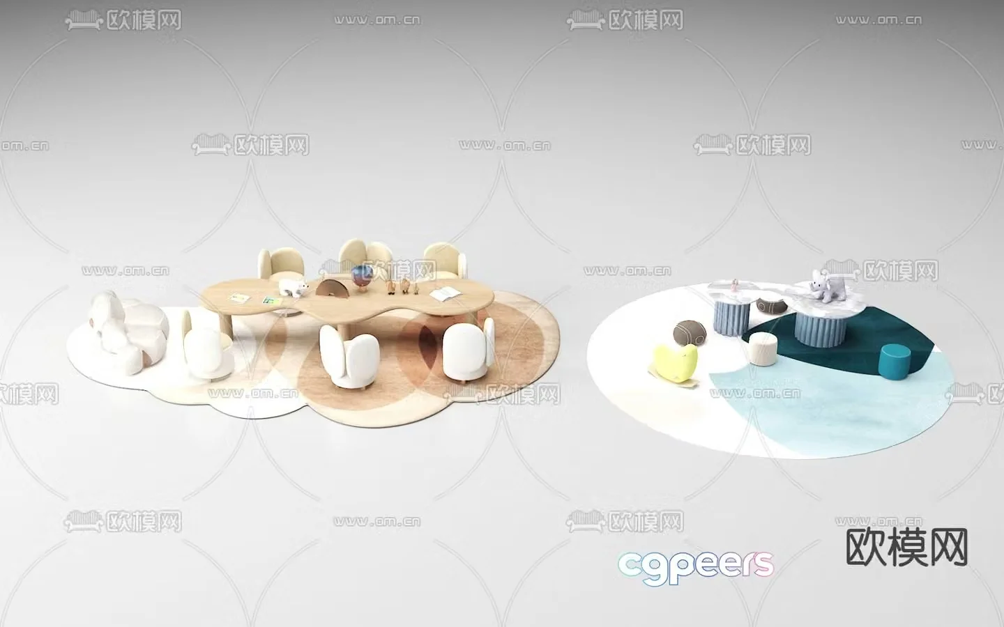 Children’s tables and chairs game tables and chairs 3d model