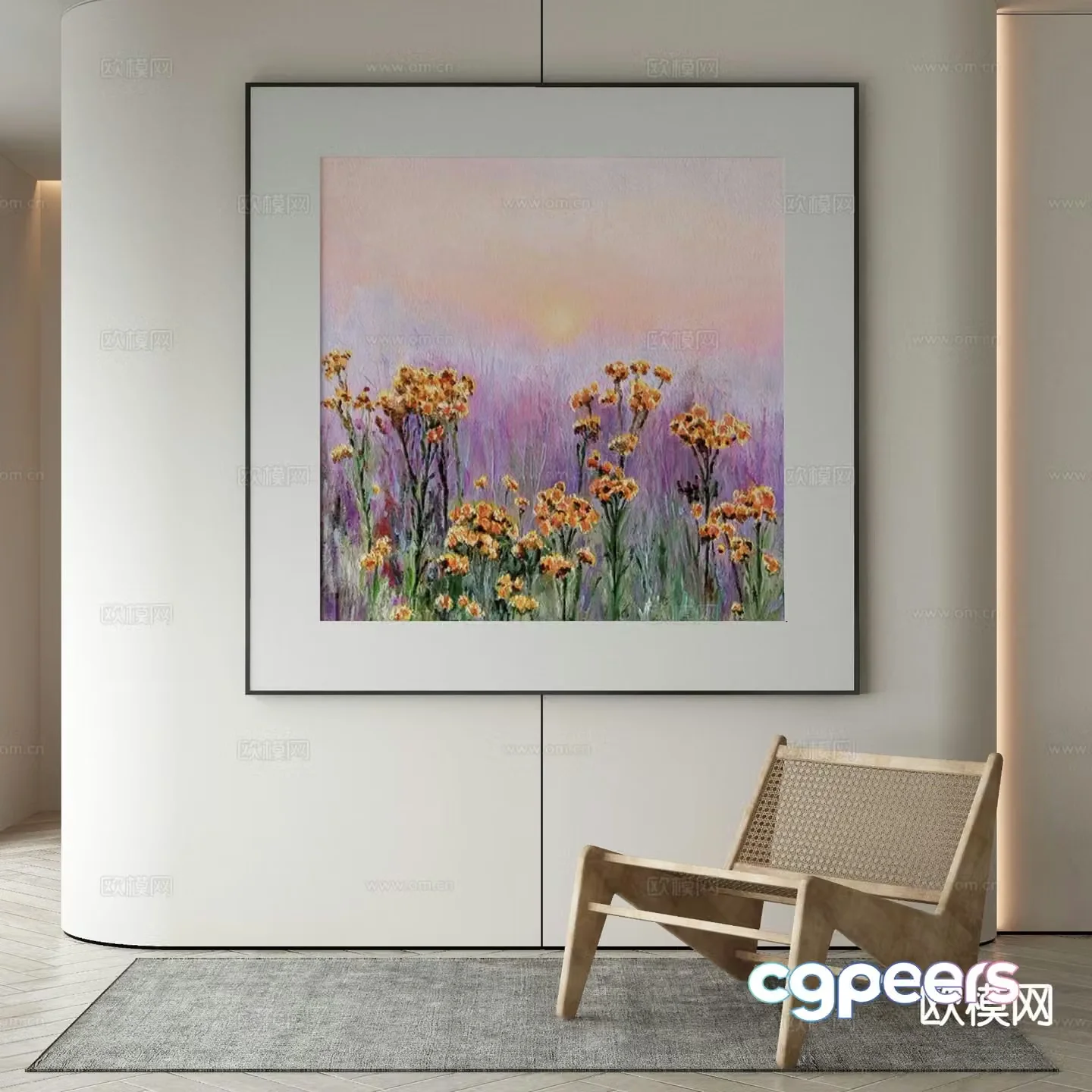 Modern art painting landscape painting decorative painting 3d model