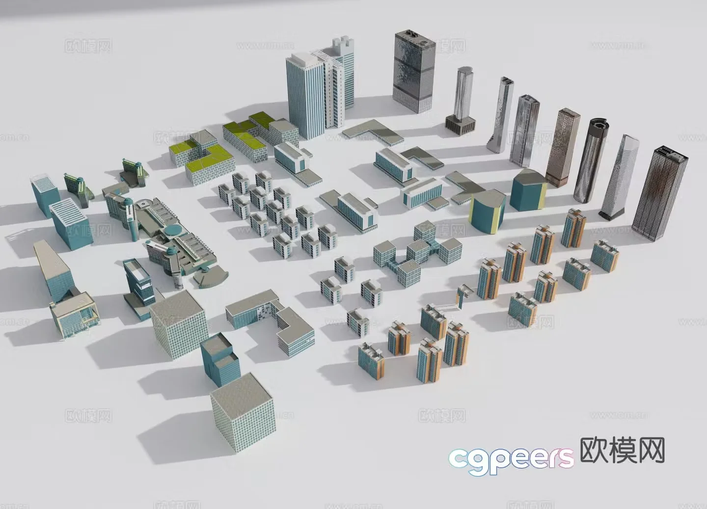 Modern high-rise buildings multi-story residential community buildings bird’s eye view of tall buildings urban building 3D model