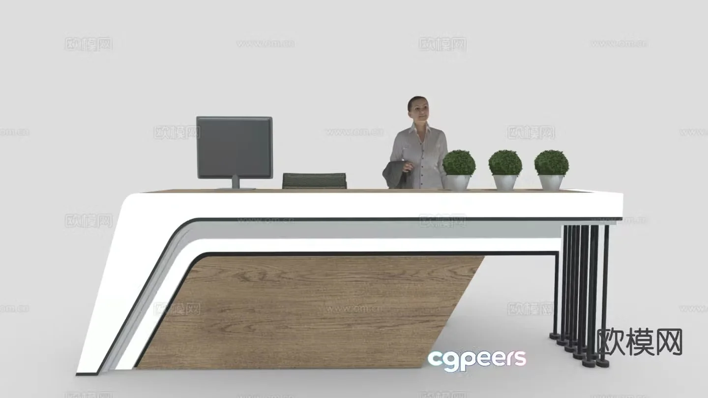Front desk clerk information desk reception desk 3d model