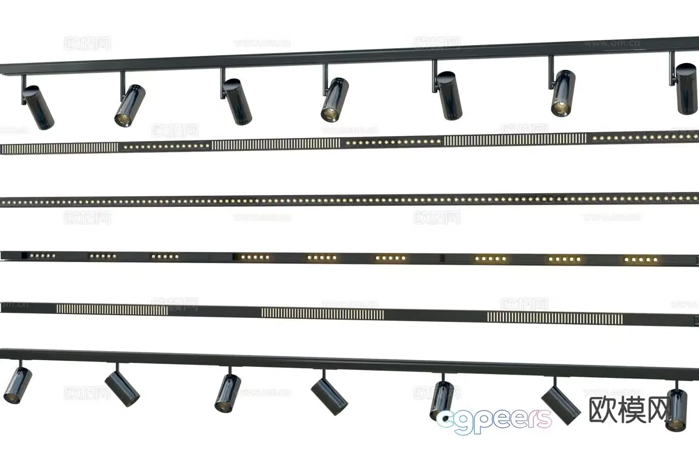 Modern magnetic light track spotlight 3d model