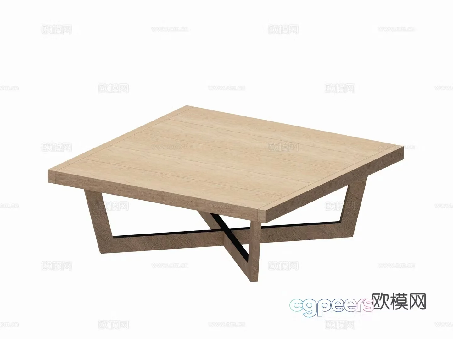 Modern courtyard outdoor teak log solid wood tea table square tea table combination 3D model