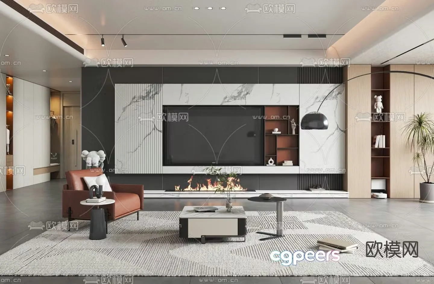 3d model of TV background wall