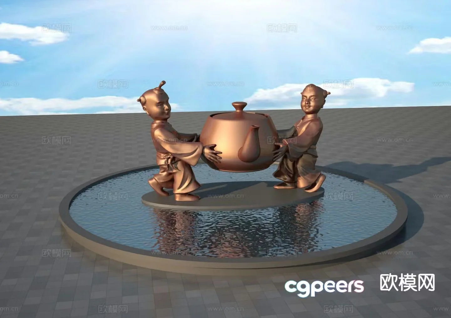 Tea Fun Sculpture Landscape Sculpture 3D Model