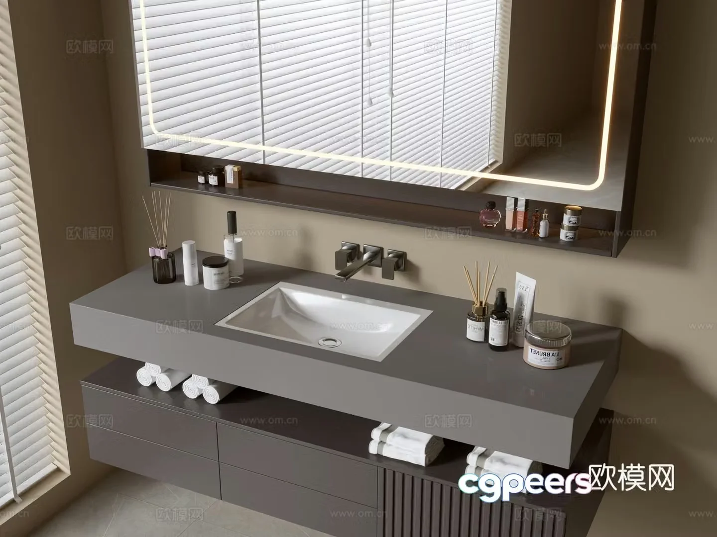 Modern bathroom cabinet bathroom basin bathroom ornaments mirror cabinet sink 3d model