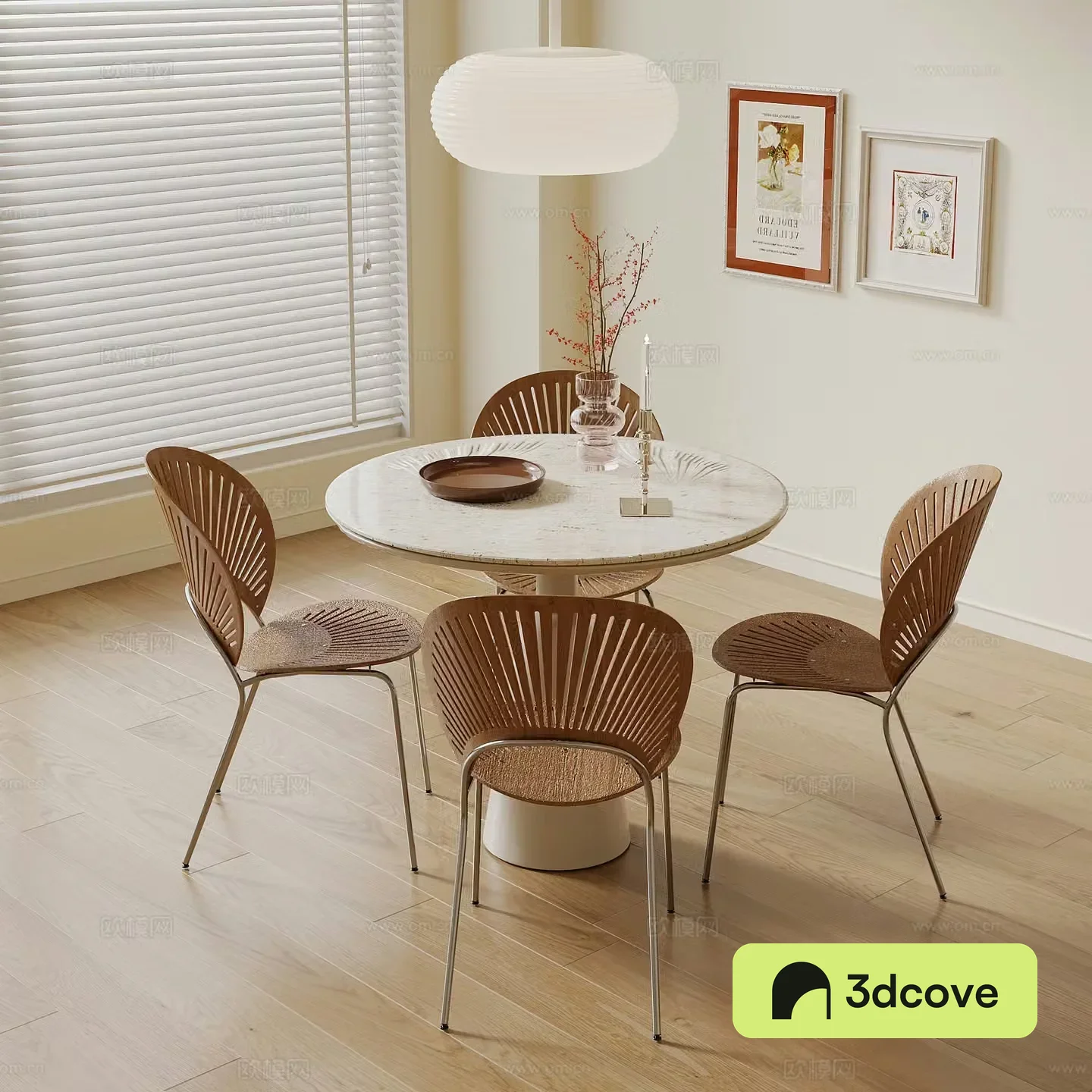 Cream style dining table and chairs round table