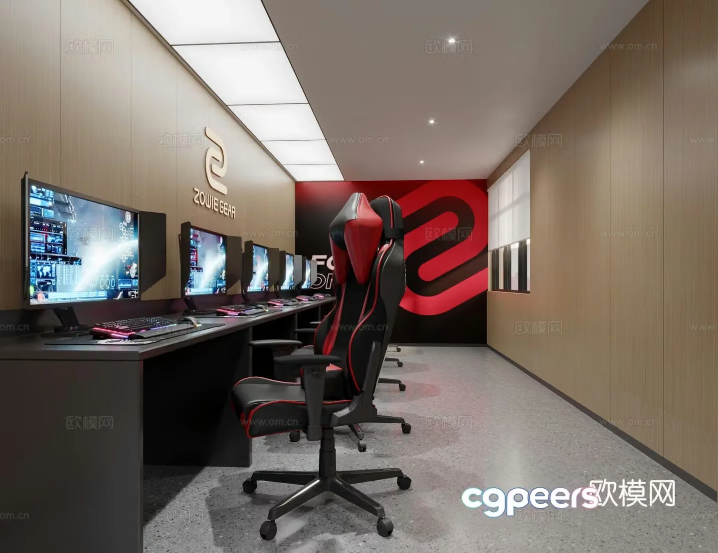 Modern Internet cafe five-person private room aisle 3D model