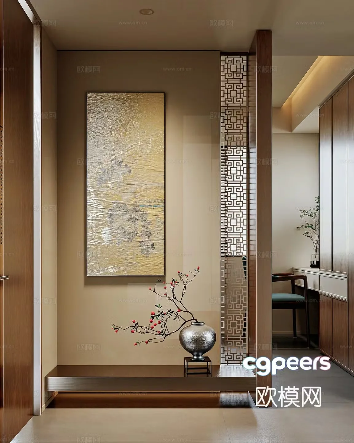New Chinese style home entrance 3D model