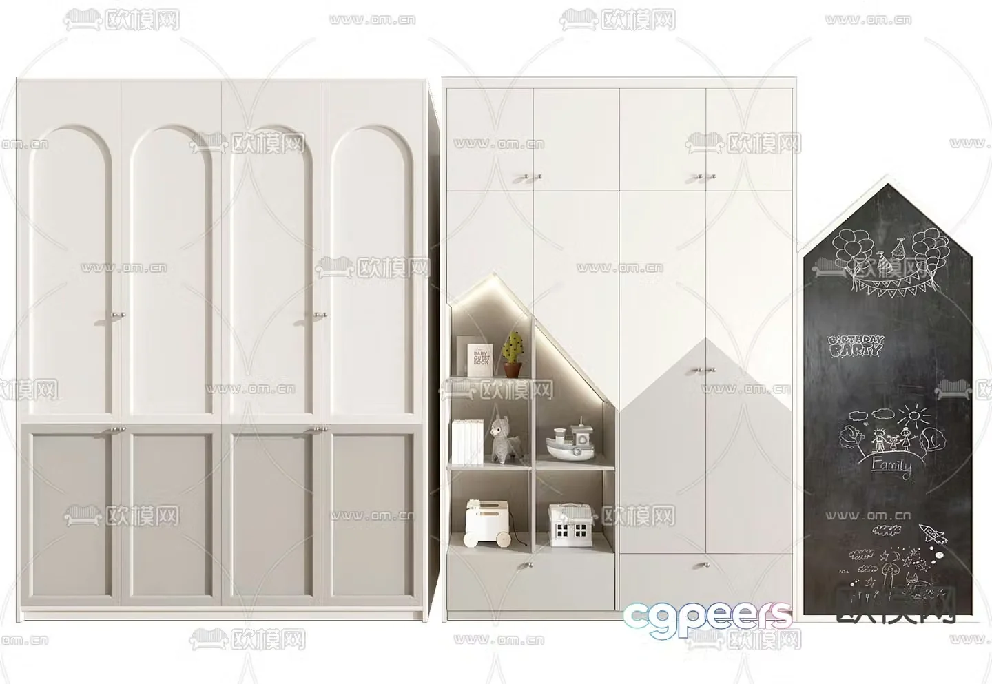 Children’s wardrobe bookcase blackboard 3d model