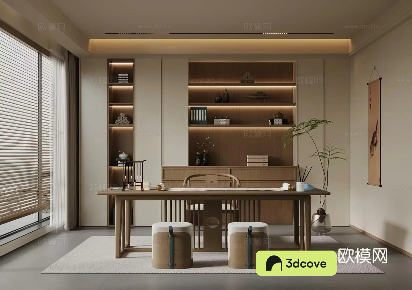 New Chinese style study tea room desk and chair