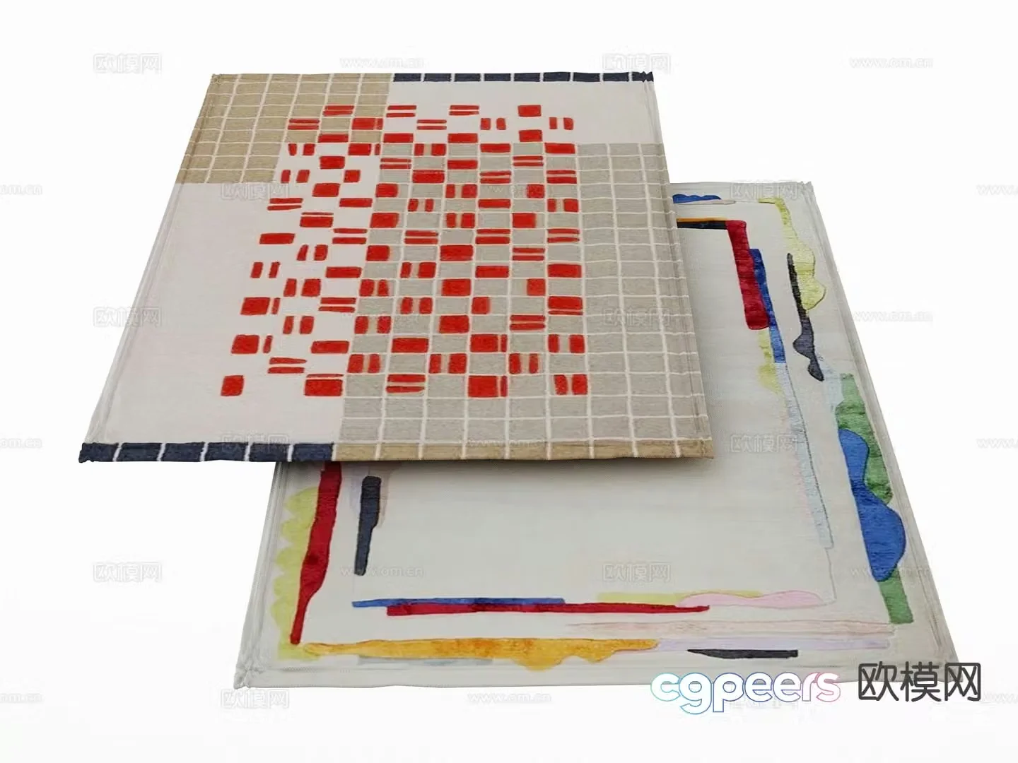 abstract carpet square rug 3d model