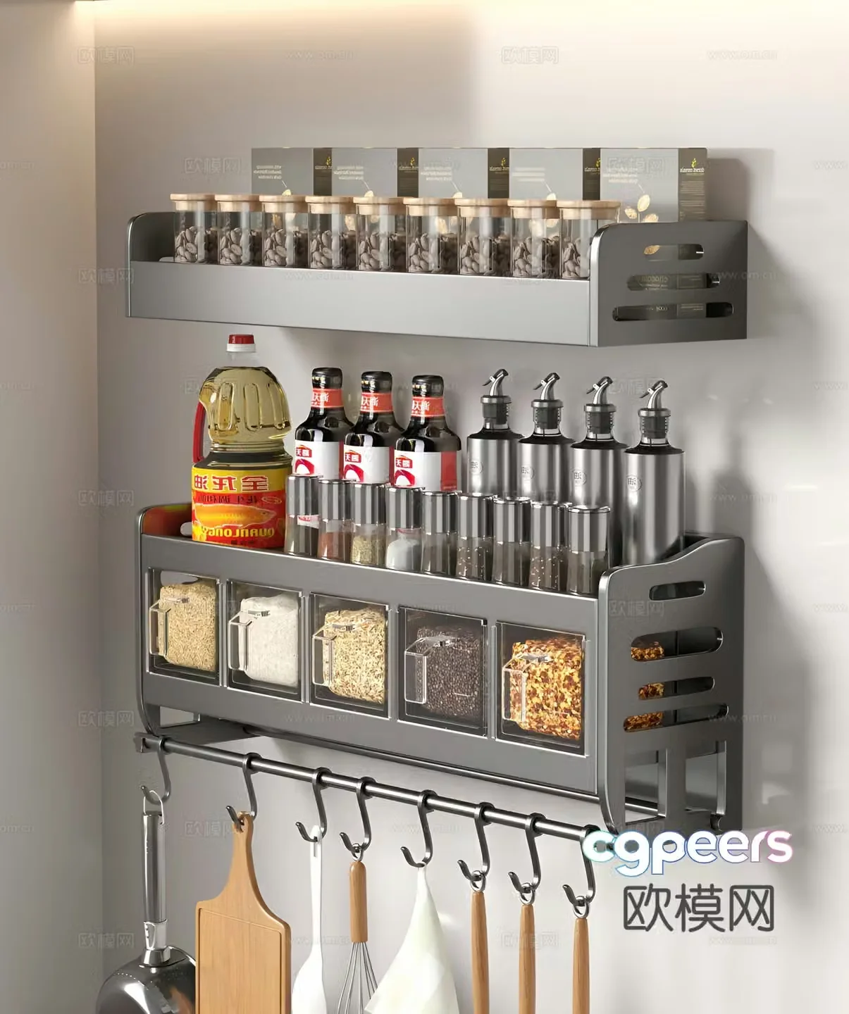 Other kitchen and bathroom seasoning rack seasoning multi-function combination seasoning rack 3D model
