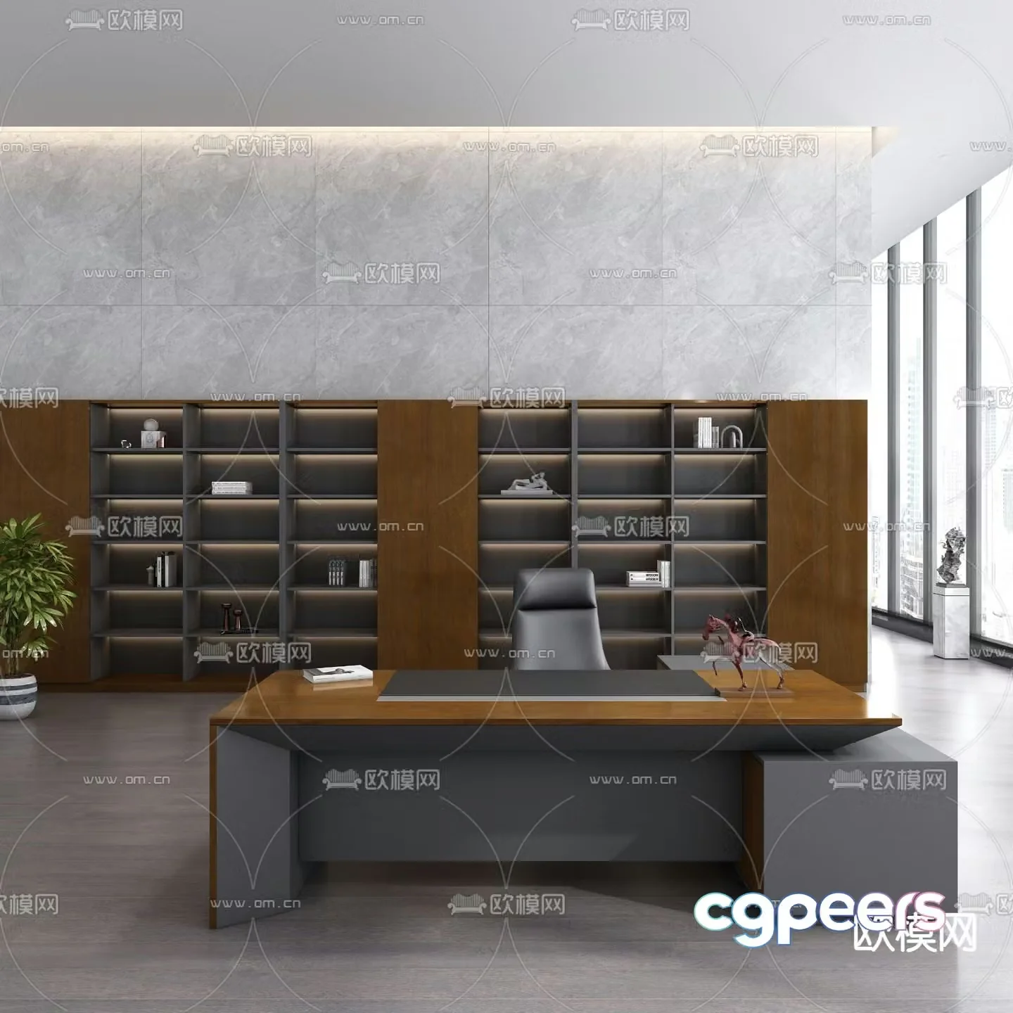 Modern office desk desk 3d model