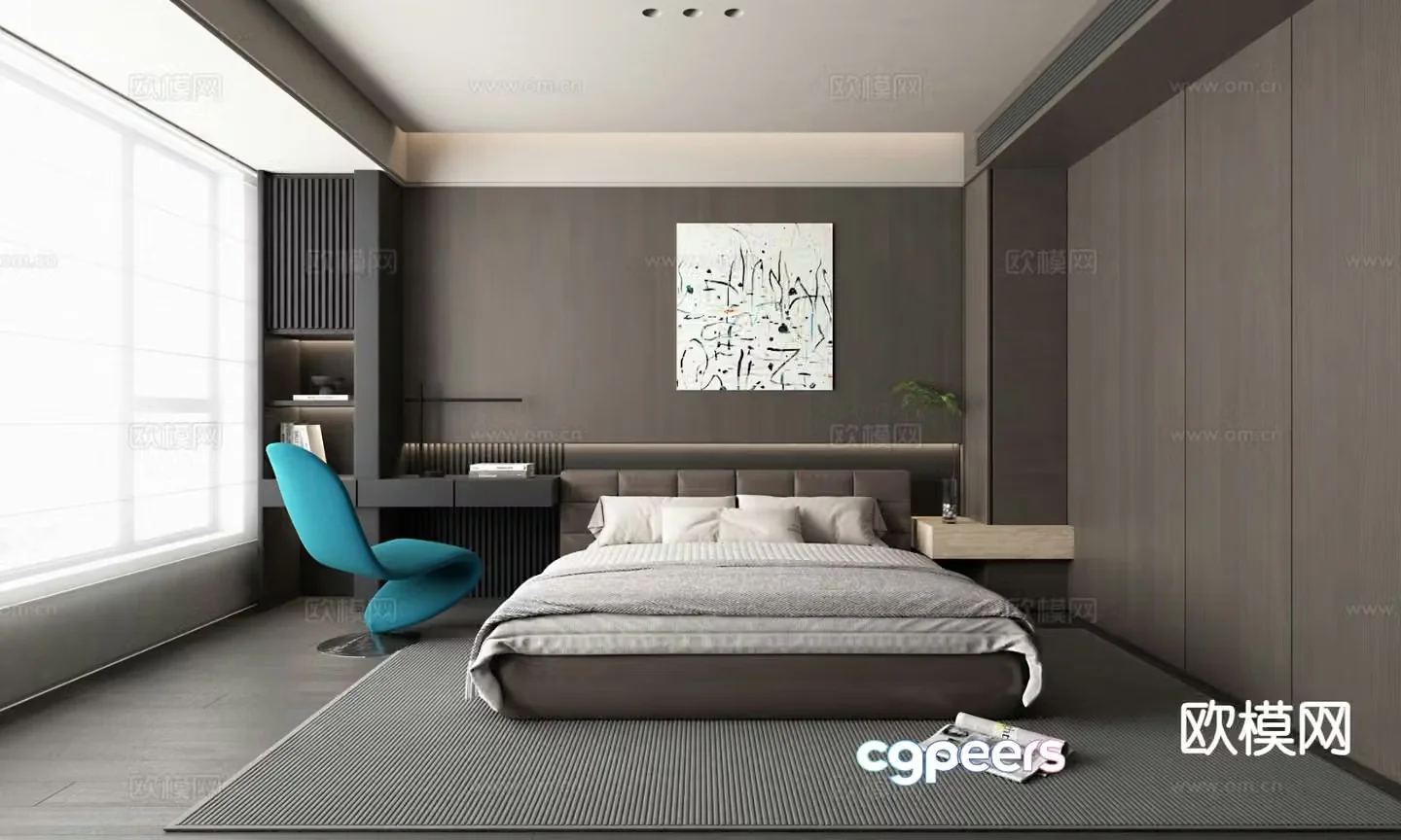 Modern bedroom master bedroom 3d model