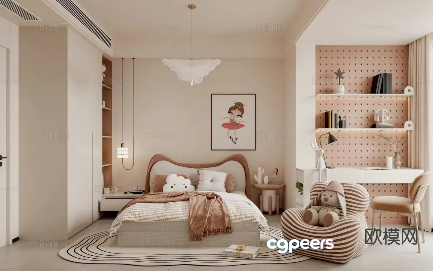 Modern children’s room girl’s room 3d model