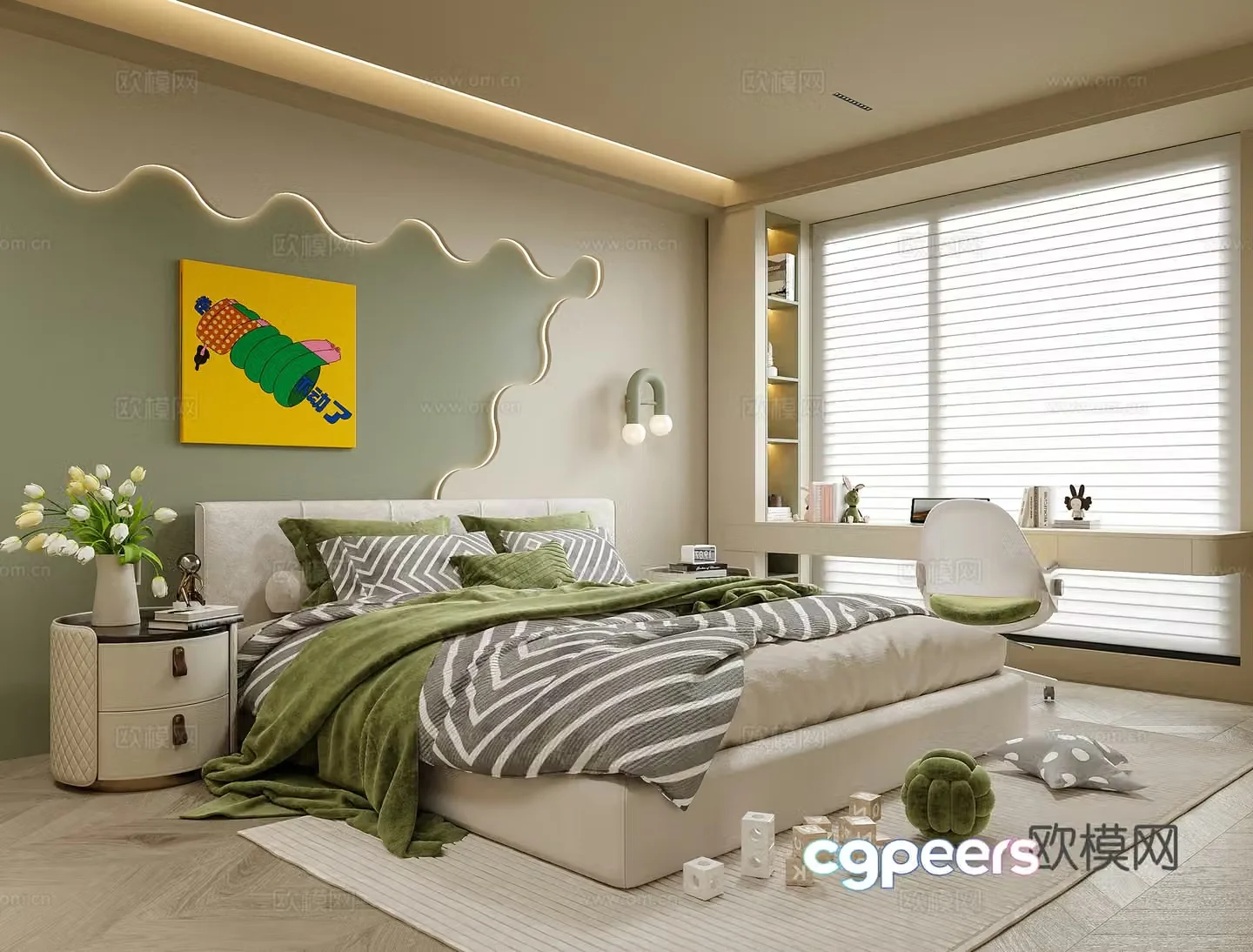 Modern universal children’s room Girls room Girls room Children’s bed 3d model