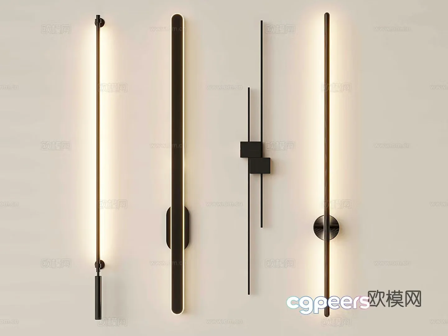 Modern simple wall lights Changhong wall light combination living room wall lights Long strip wall light 3D model