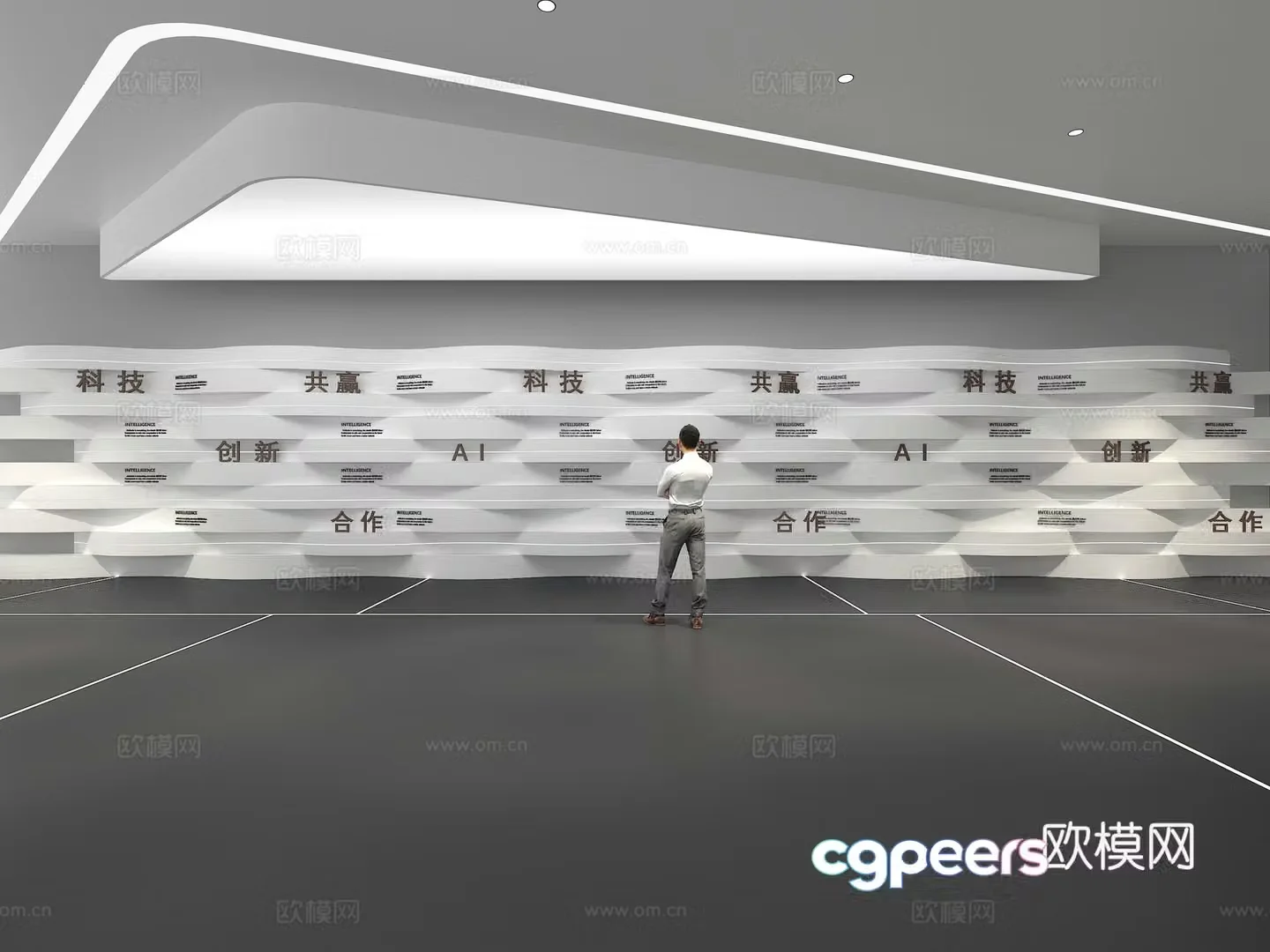 Cultural wall Corporate culture wall Display wall Theme wall Exhibition hall Campus culture Corridor 3D model