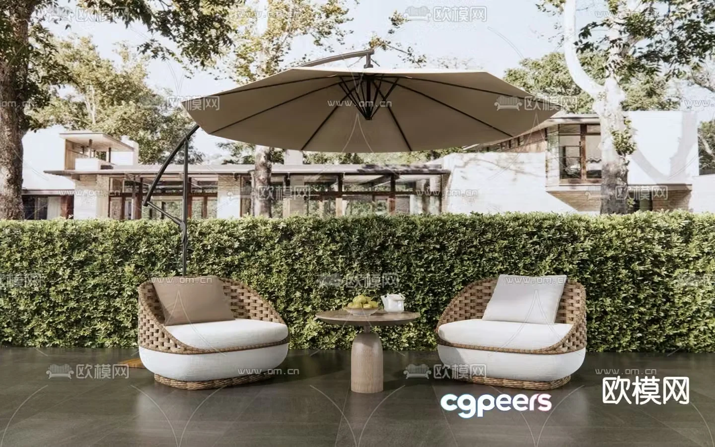 Outdoor sofa rattan sofa courtyard sofa 3d model