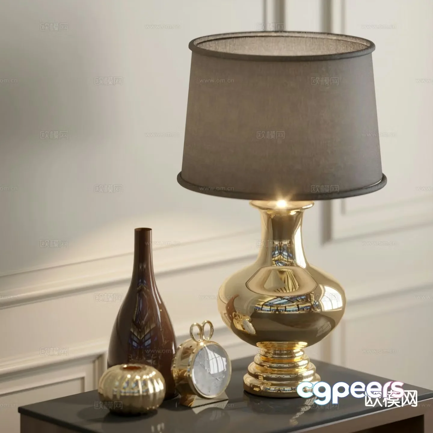 European desk lamp 3d model