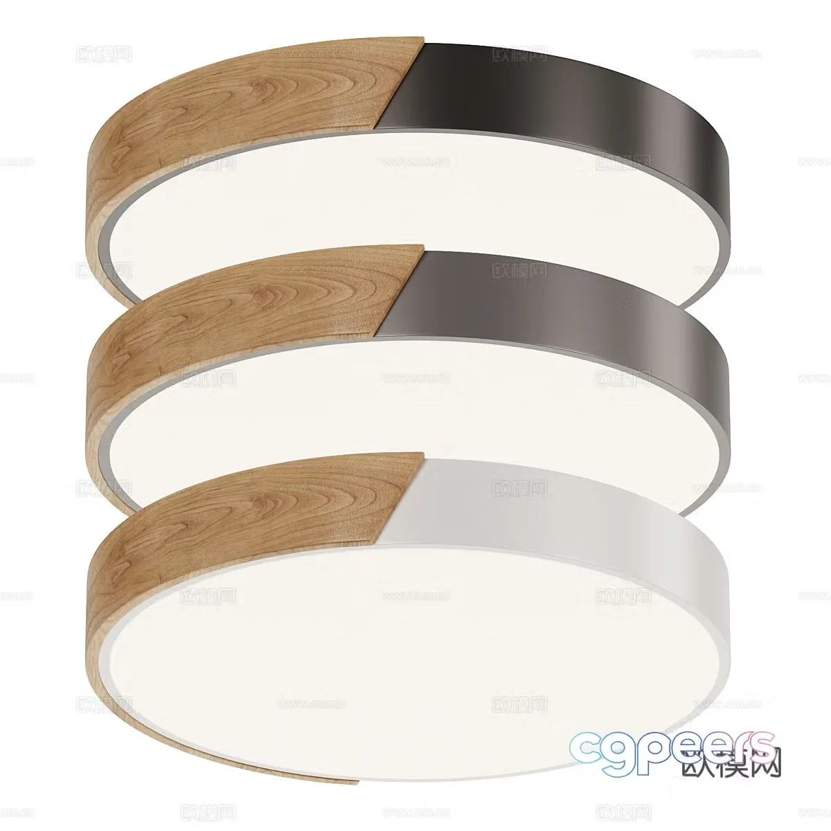 Modern Nordic wooden ceiling light 3d model