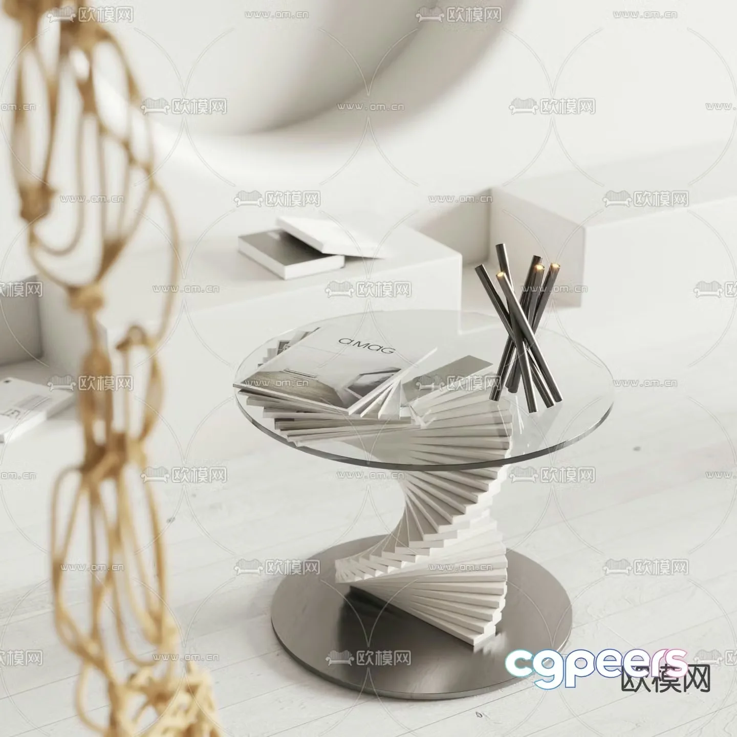 Eichholtz side table round table glass small coffee table 3d model