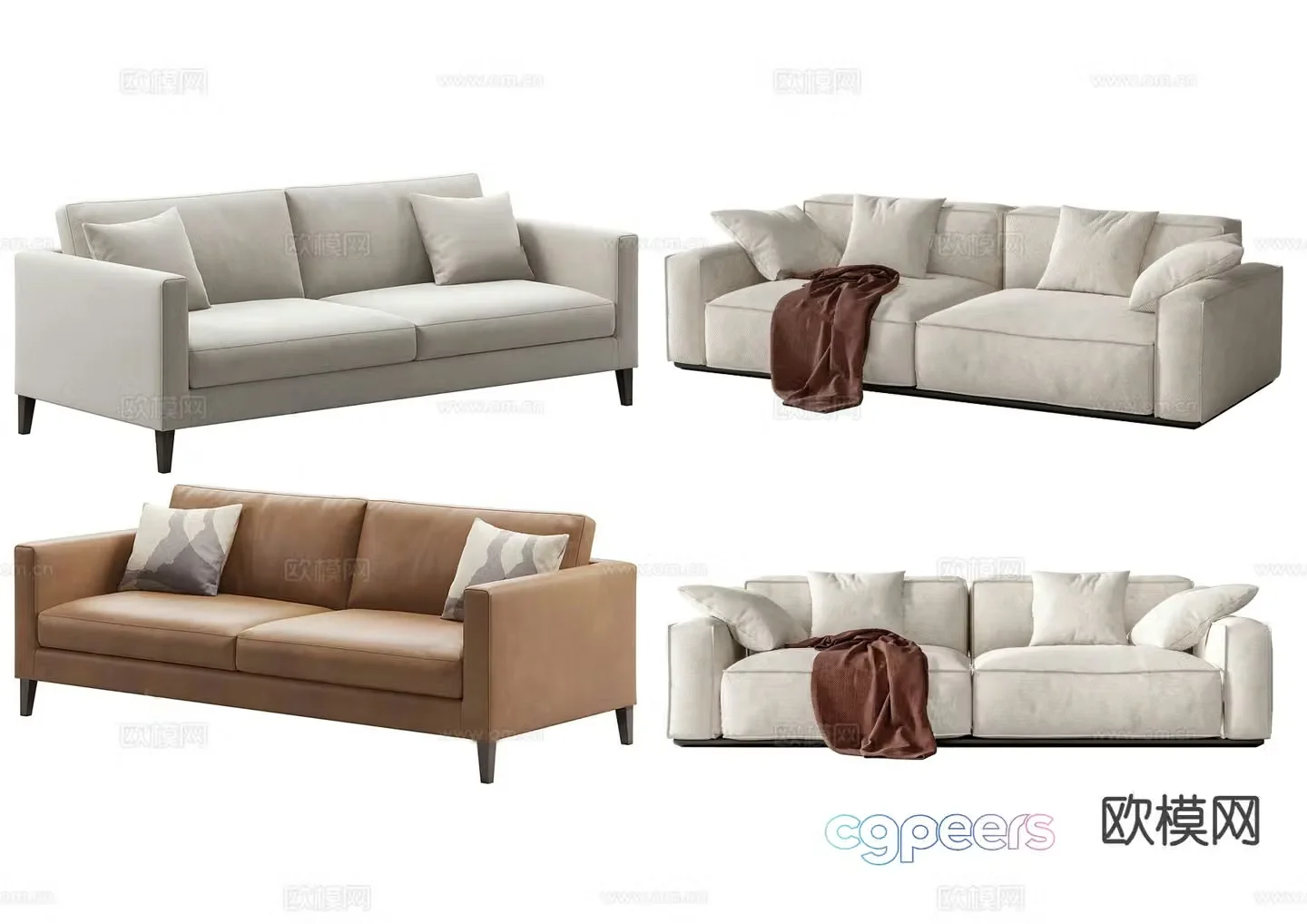 Double sofa upholstered sofa 3d model