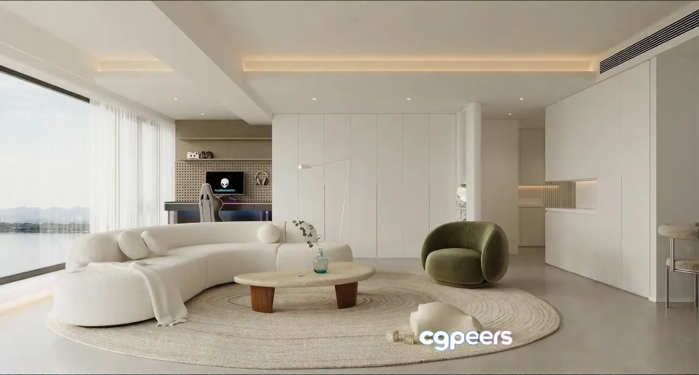 Modern Living Room 3D Model – 4412 – VRAY Render