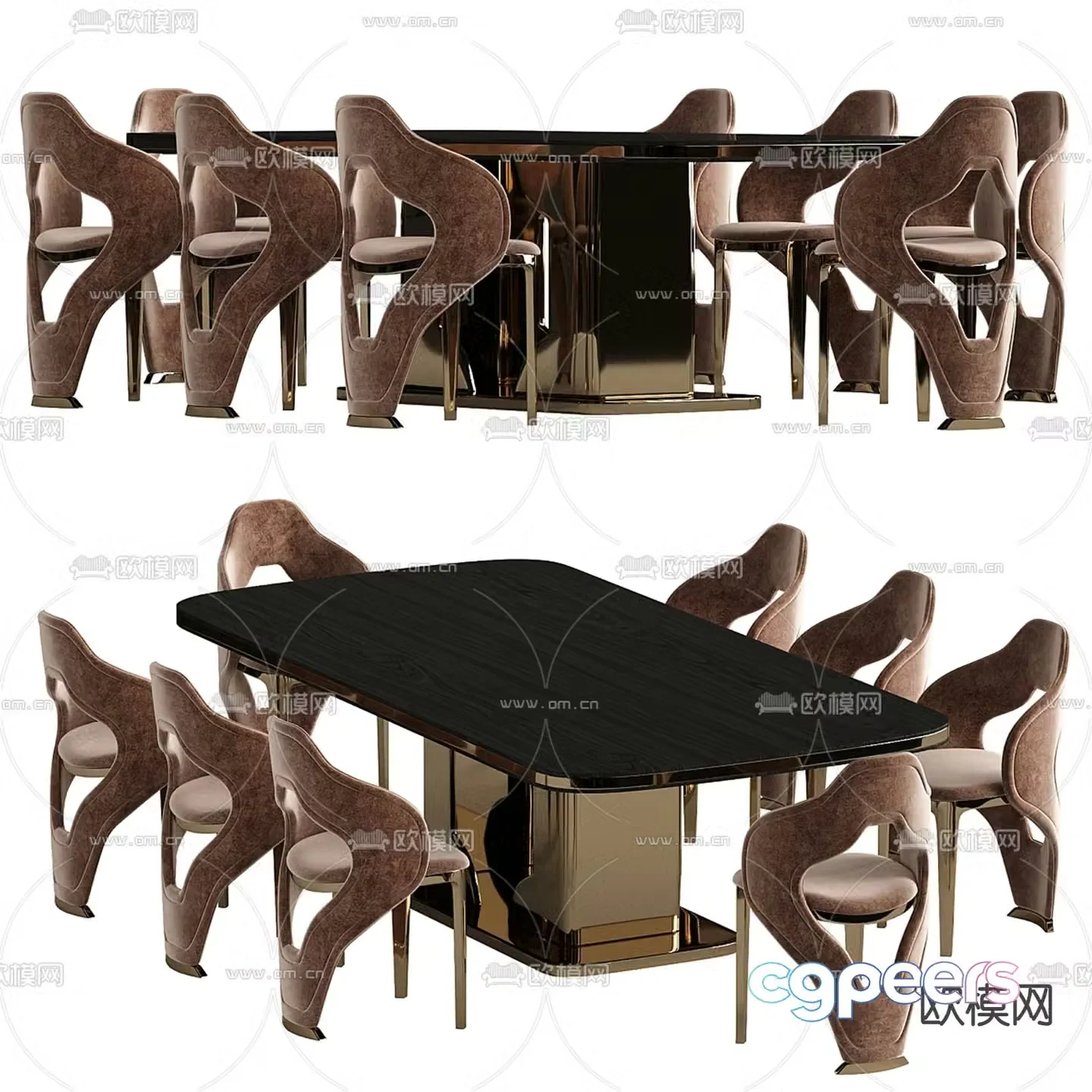 Light luxury dining table and chairs Bar dining table 3D model