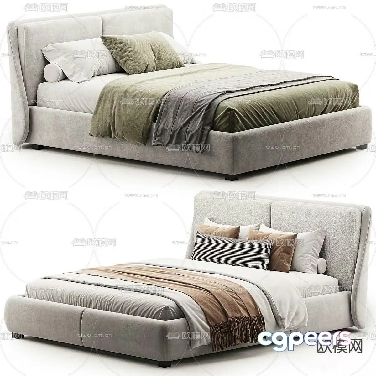 Modern double bed 3d model