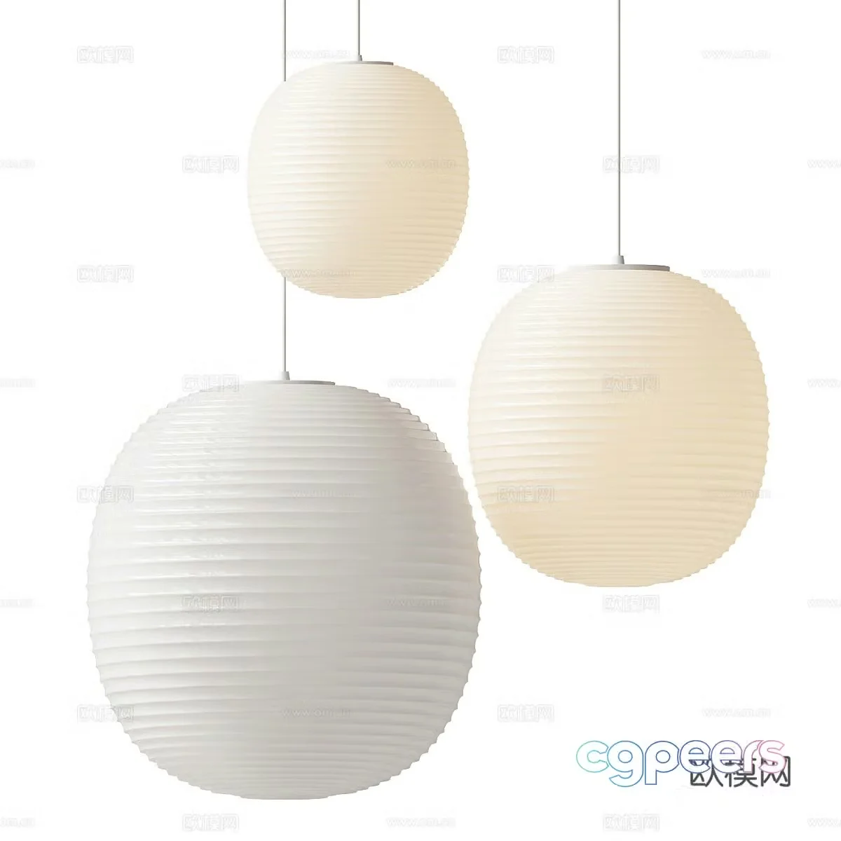 New Chinese style wasabi lantern chandelier 3D model