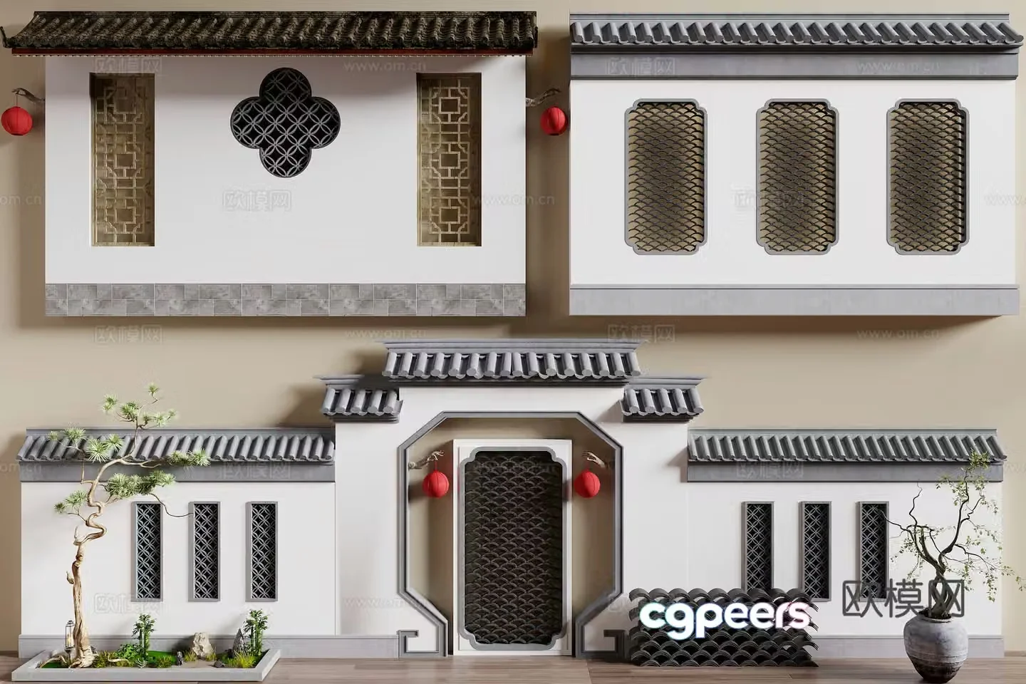 Chinese landscape wall 3D model