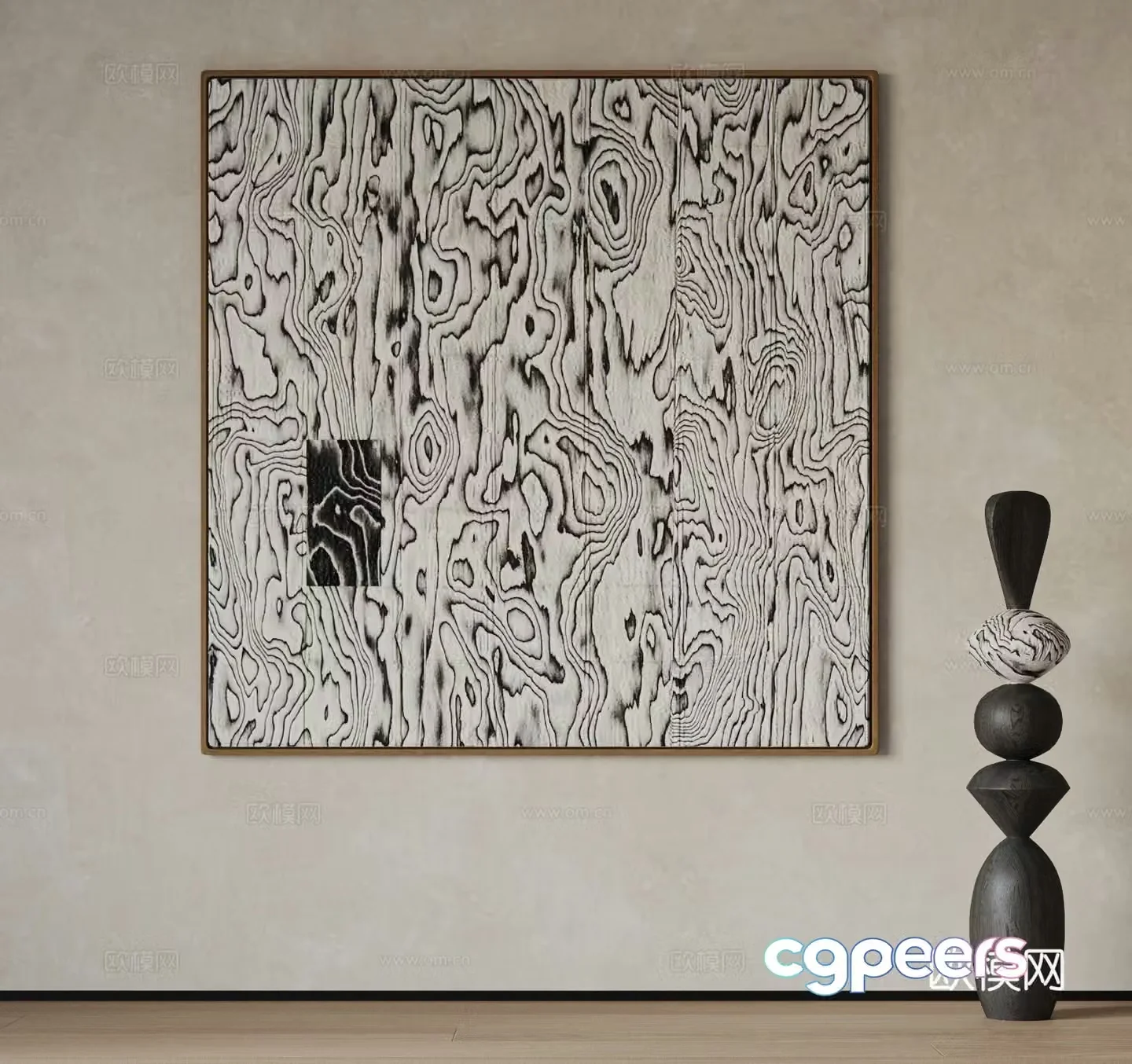 Modern hanging painting Italian hanging painting Decorative painting Abstract painting Sculpture Wood grain hanging painting 3d model