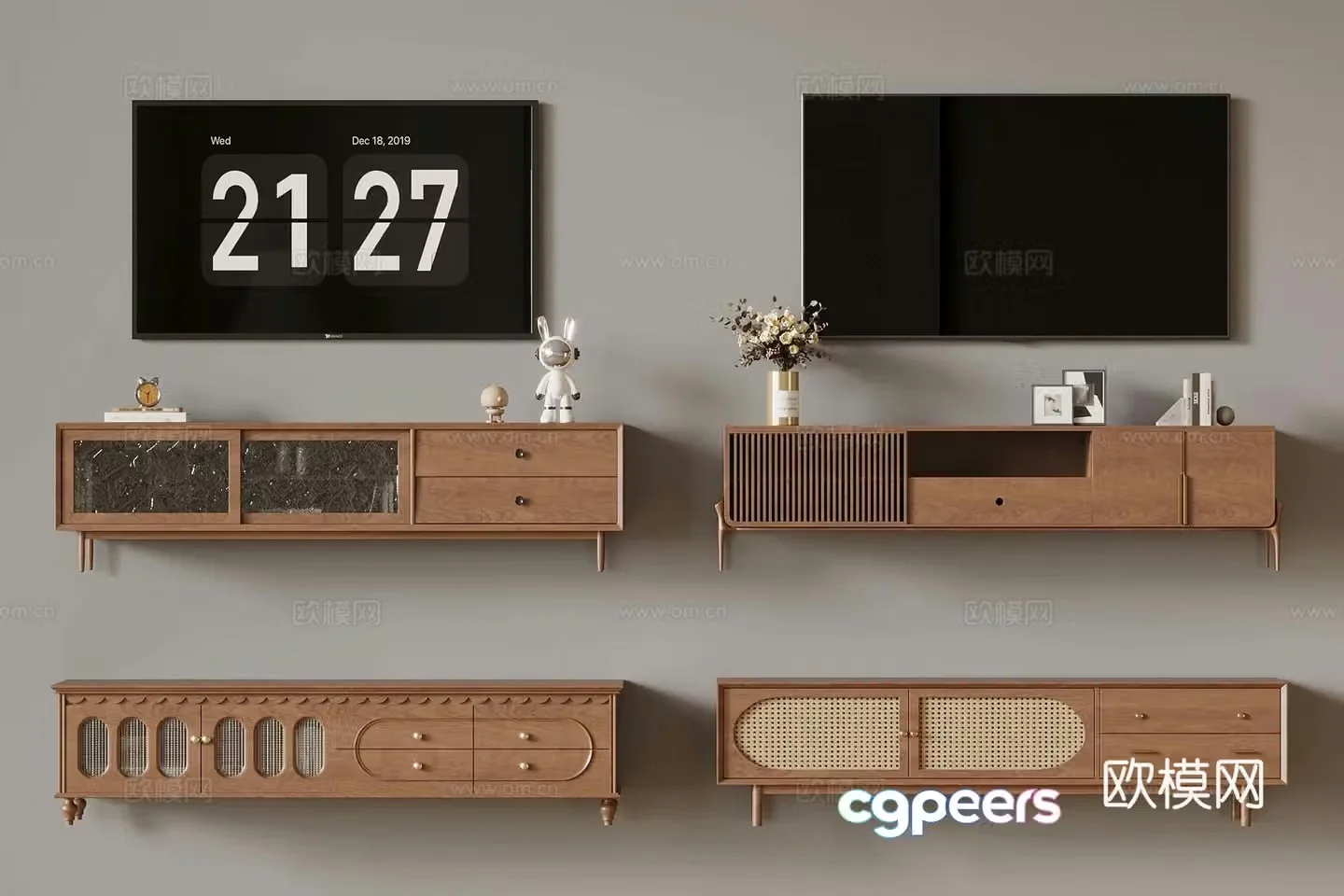 01 French medieval style TV cabinet 3D model