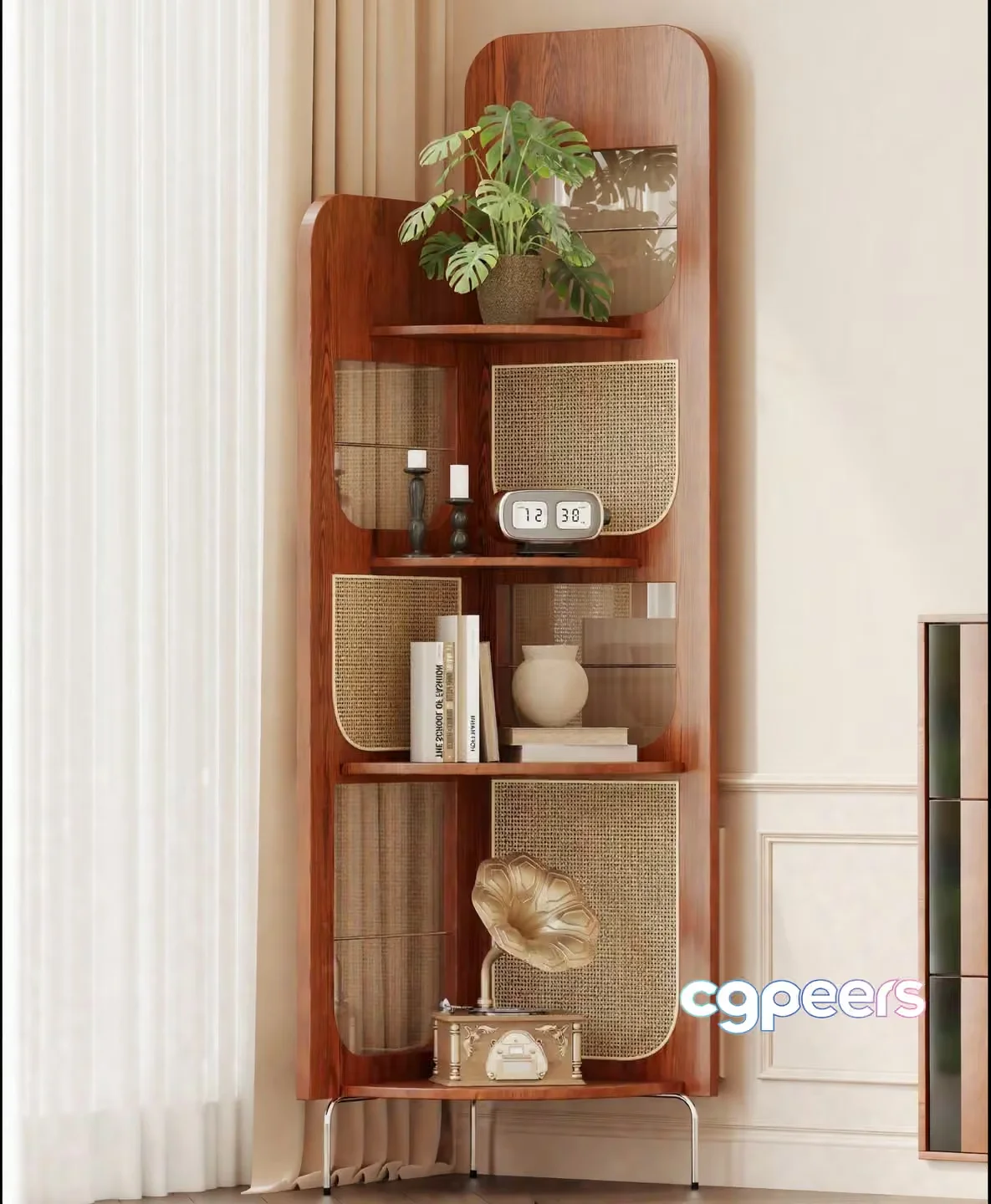 Mid-Century Modern Shelving Unit 3D Model – 14572 – VRAY Render