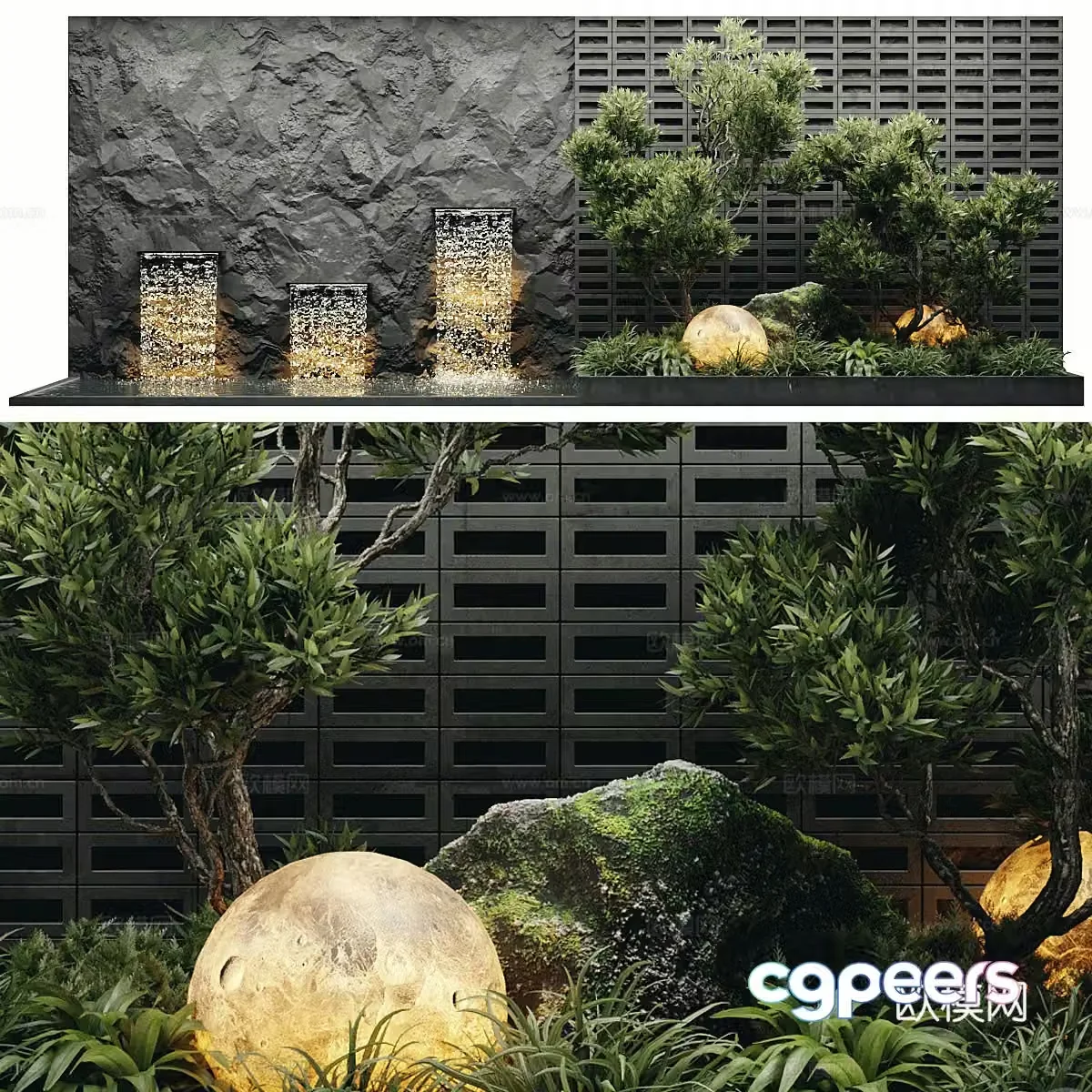 Modern Landscape Sketch Stairwell Landscape Indoor Landscape 3D Model