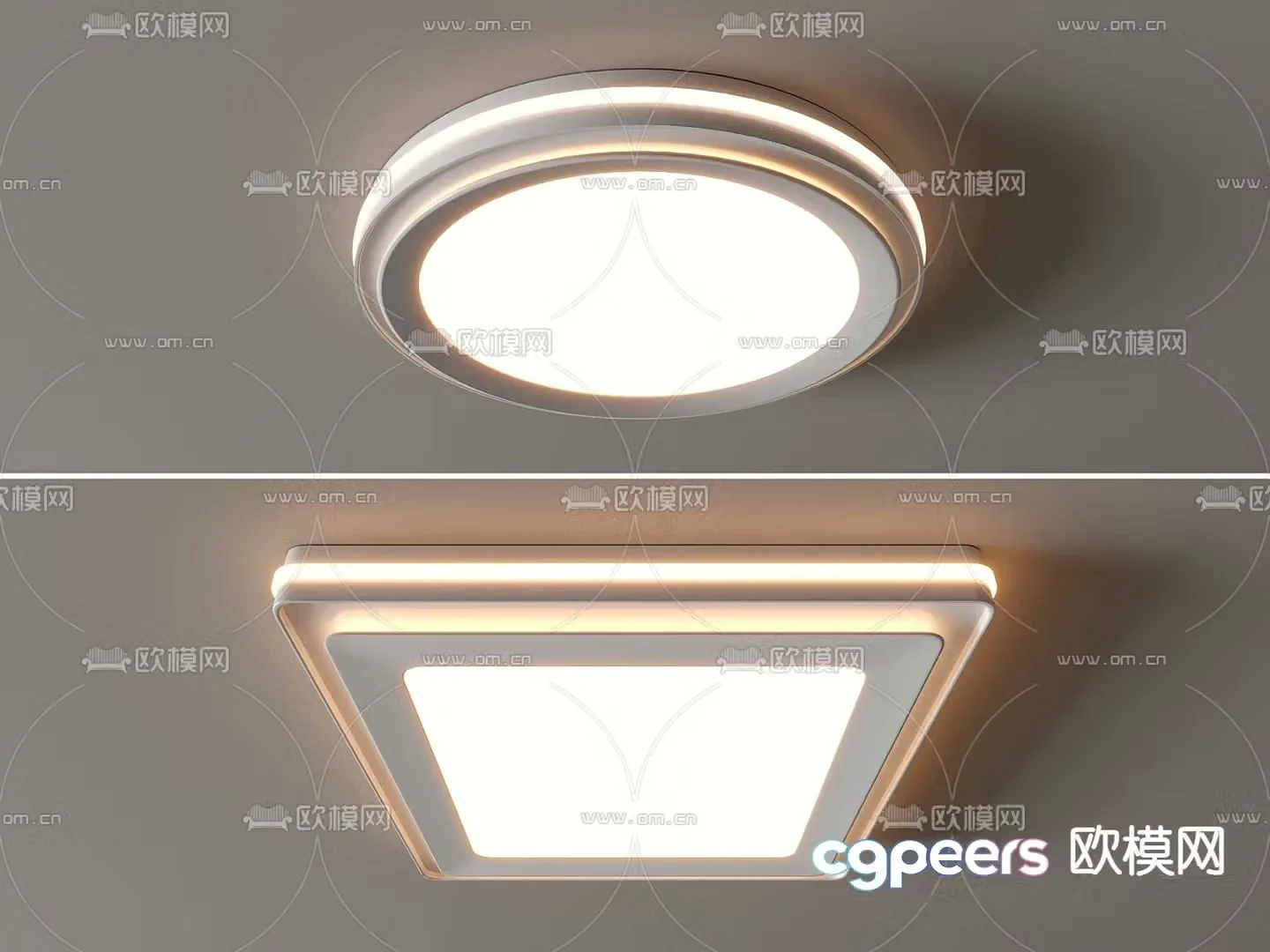 Square ceiling lamp Round ceiling lamp 3d model