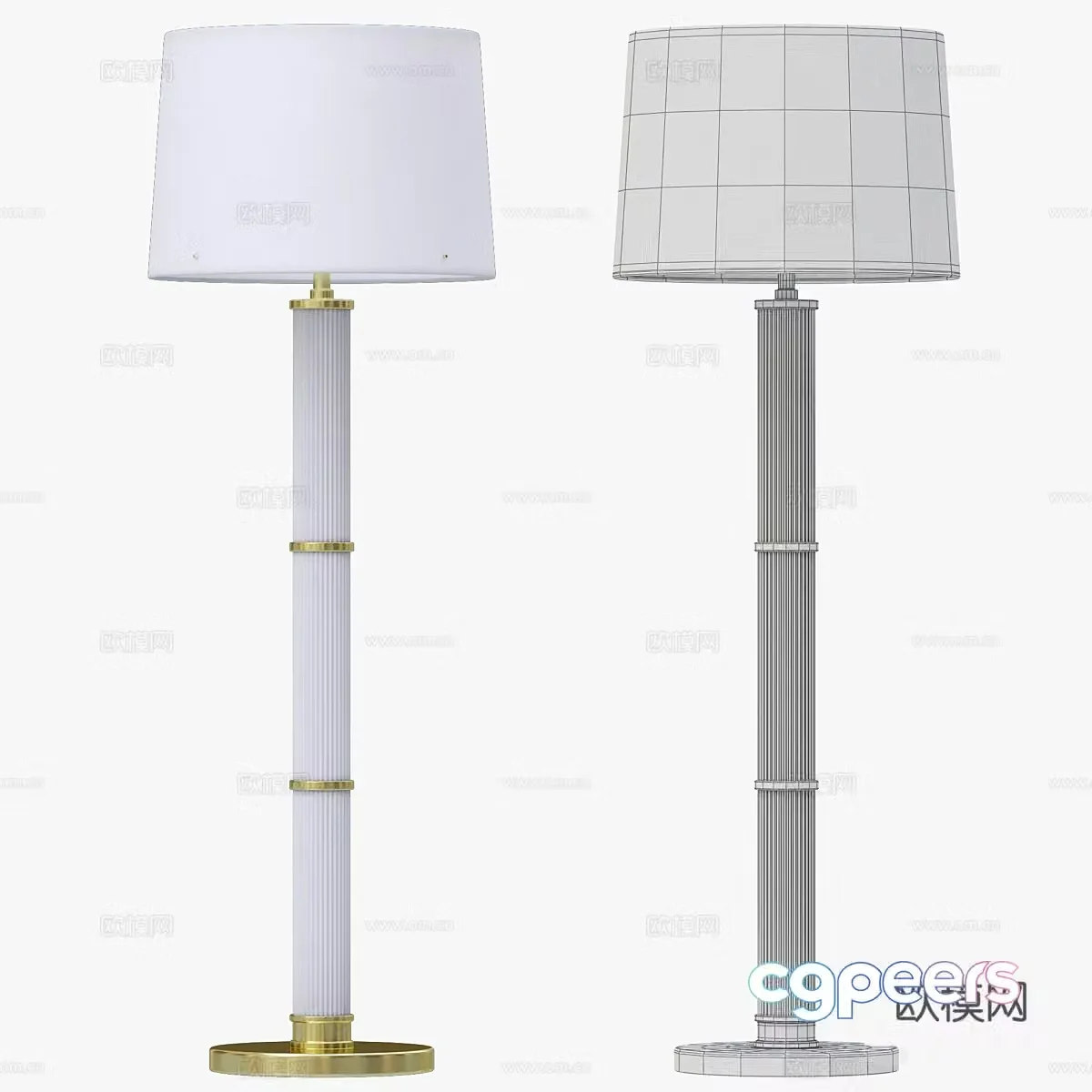 Ralph Lauren ALLEN Natural Brass Floor Lamp 3D Model