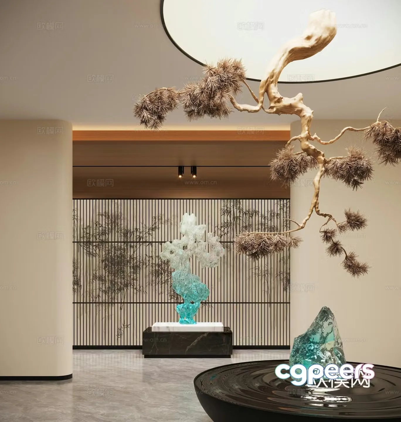 New Chinese interior landscape installation 3D model