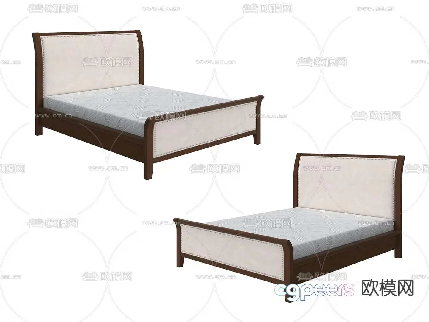 Nordic double bed 3d model