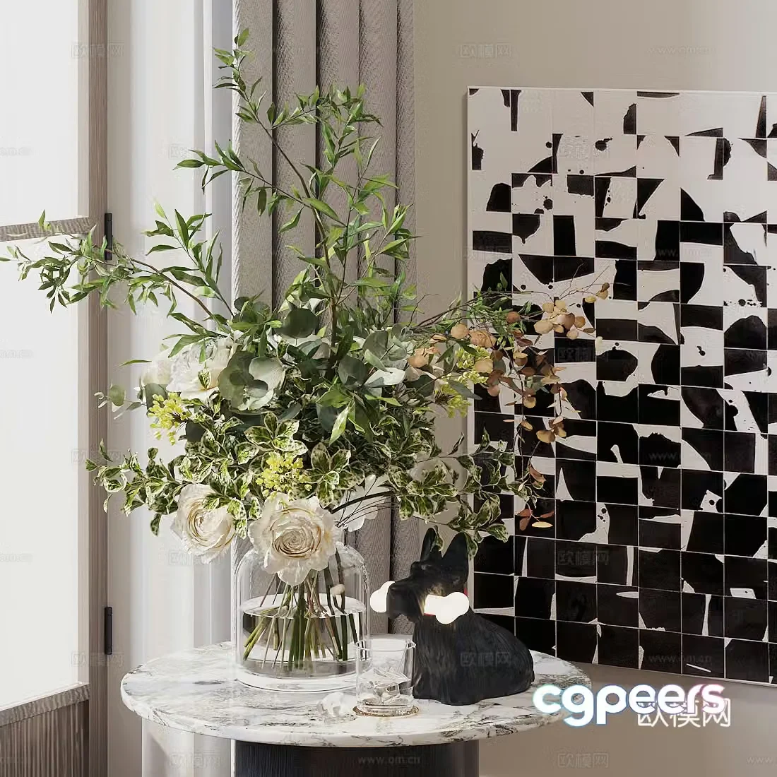 Modern flower art glass vase flower art flower art ornaments flower art living room vase ornaments 3D model