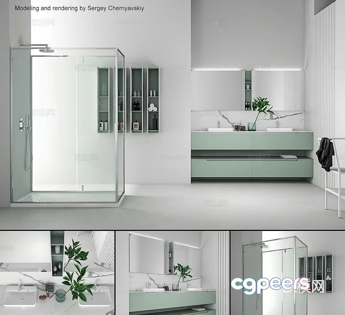 Modern minimalist bathroom Minimalist bathroom Minimalist bathroom Wet and dry separate bathroom Minimalist shower 3D model
