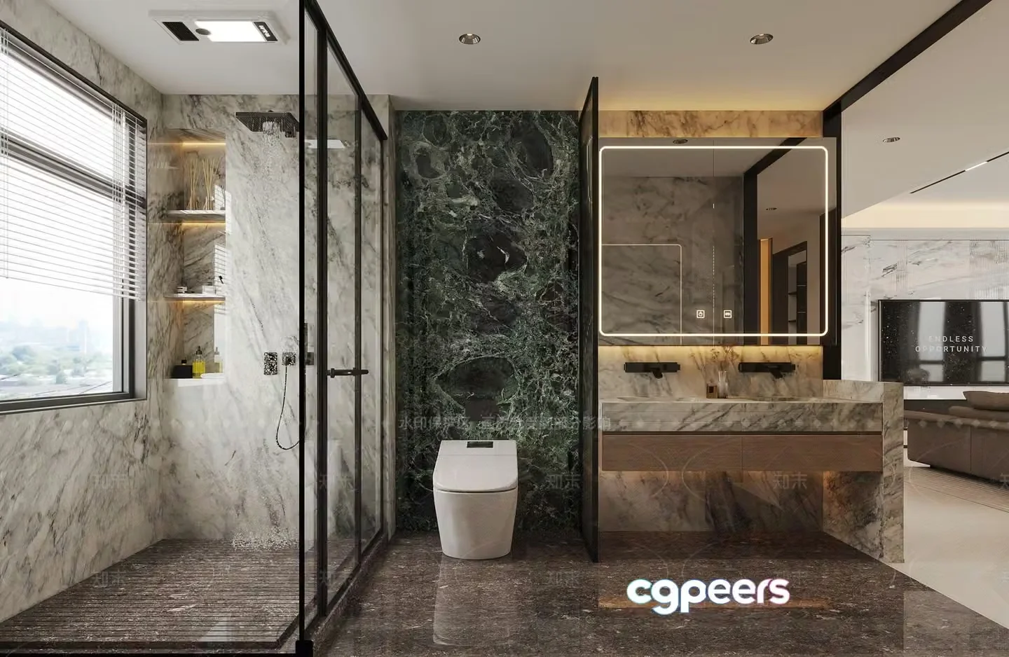 Modern Marble Bathroom 3D Model – 6321 – VRAY Render
