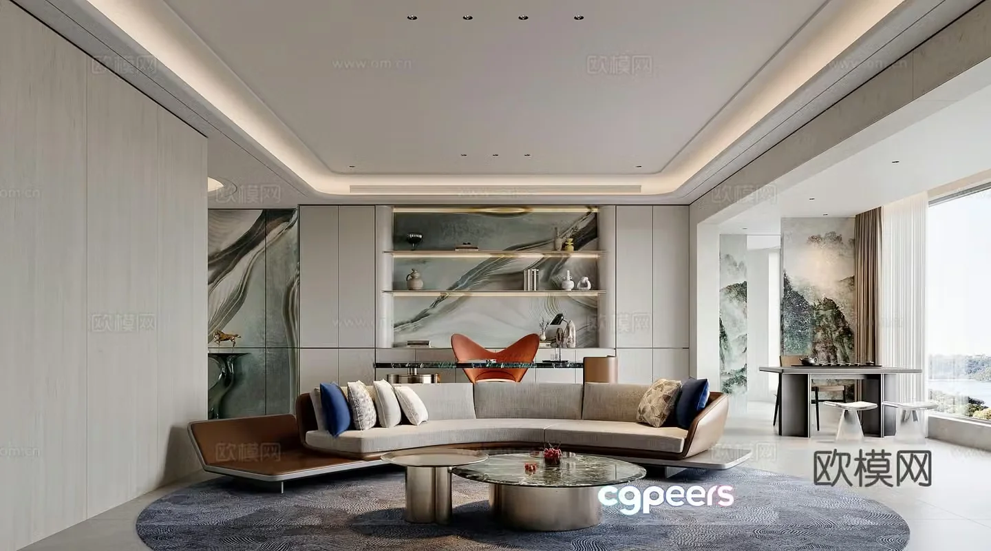 Modern style home living room 3d model