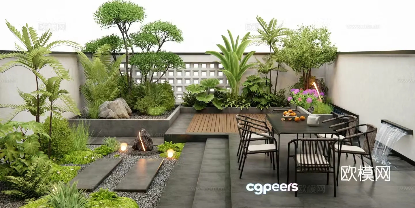 Modern courtyard garden garden landscape 3D model