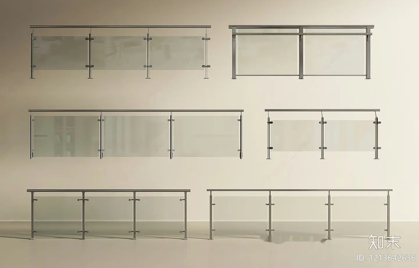 Modern Glass Railing 3D Model – 14136 – VRAY Render